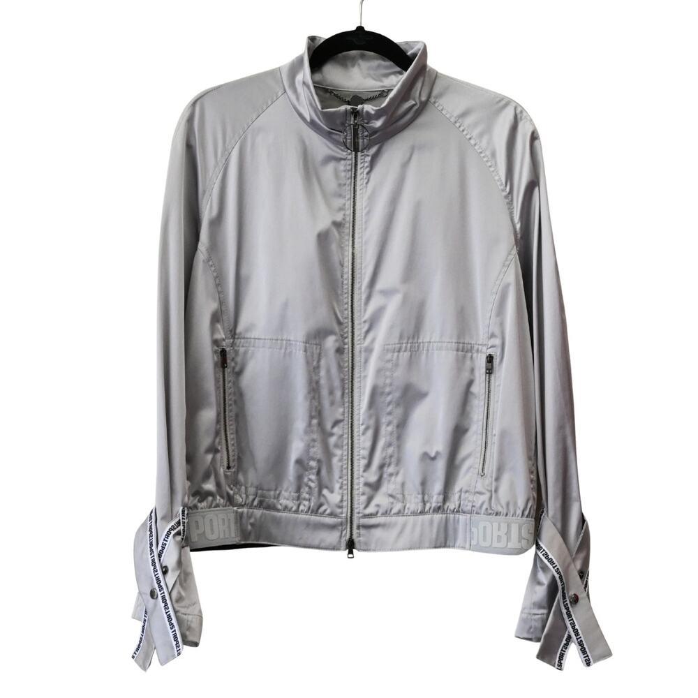 Marc Cain Metallic Silver Zip Sports Bomber Jacket Size N3 / 38 Approx US 6